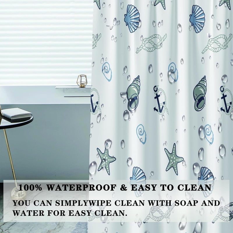 jssablo Shower Curtain Liner, Marine Organisms Waterproof PEVA Shower Curtains with 3 Duty Heavy Bottom Magnets and 12 Rust Proof Grommets, 72x72 Weighted Shower Liner for Shower Stall, Bathtubs - Image 4